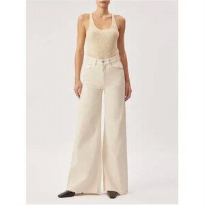NWT DL1961 Hepburn Extra Wide Leg High Rise Vintage 33" - Ecru